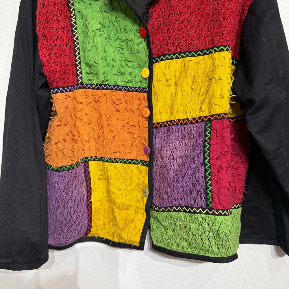 Island Scene Patchwork Textured Vintage Jacket Sz… - image 4